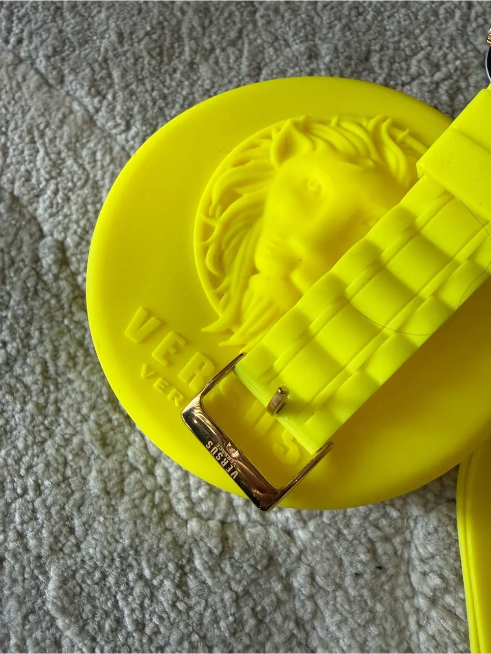 Versus Versace Neon Yellow Silicone Lion Watch and Round Case
